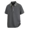 Plus Size 7XL 8XL Summer Elegant T Shirt Men Short Sleeve Turn Down Collar 95% Cotton Soft Solid Color Tops Tee Men T-shirt
