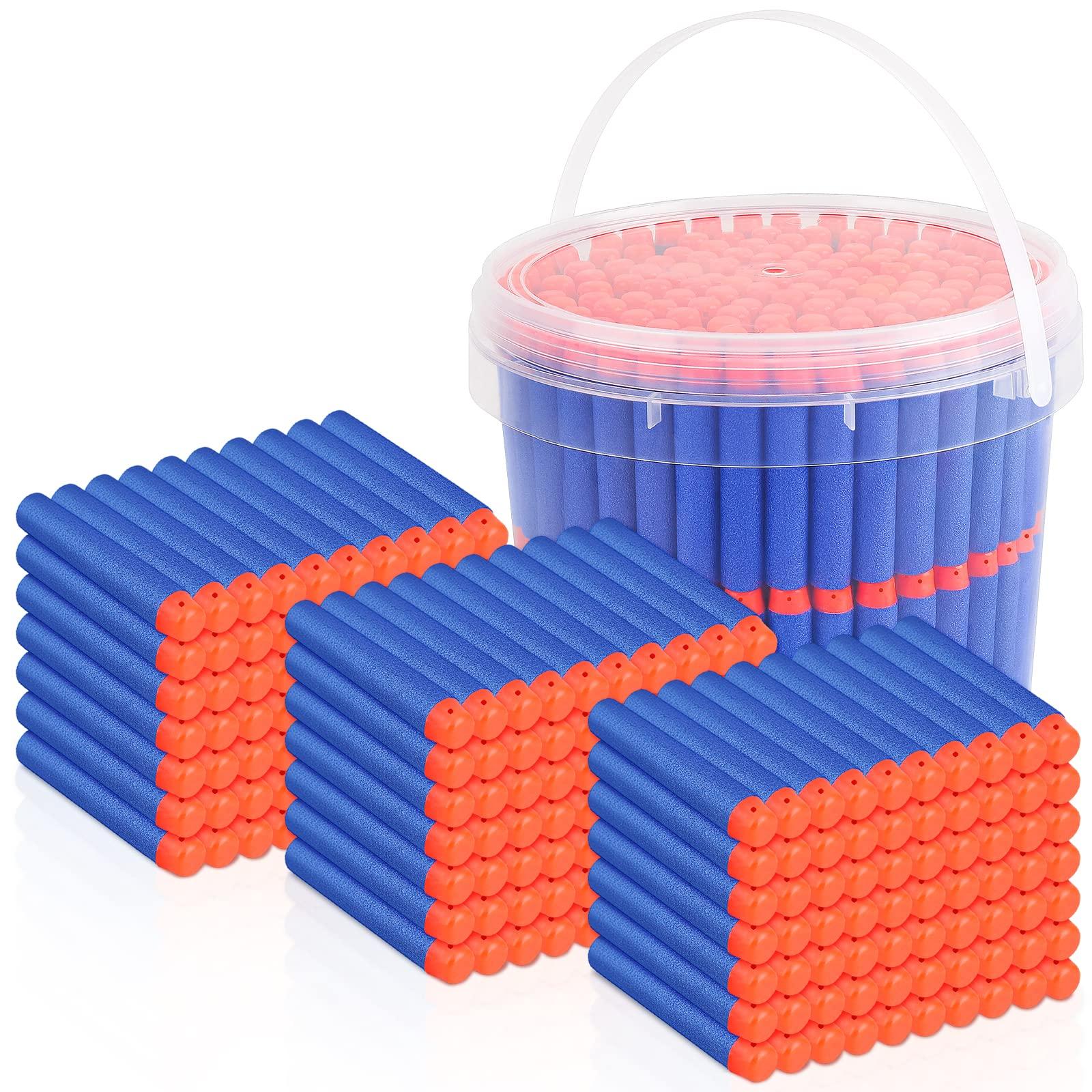 

Pokiiulk Refill Darts Bullets for Nerf Guns Elite 300 Refill Premium Foam Bullet Pack with Portable Storage Bucket N-Strike Series, Darts,