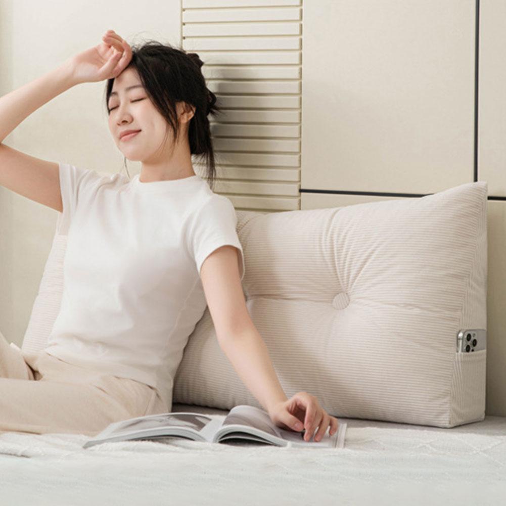 1 Stück Lesekissen Dreieckiges Großes Stützkissen Rückenlehnenkissen, Doppelbett Kopfteilkissen, Lendenwirbelstütze für Sofa Tagesbett Tatami