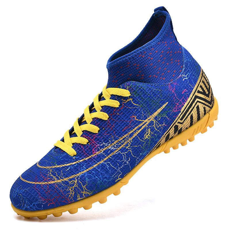 Football Shoes High-Top Tf Broken Nails Artificial Turf Ag Nails Leather Feet Boys And Girls Adolescent Students Training