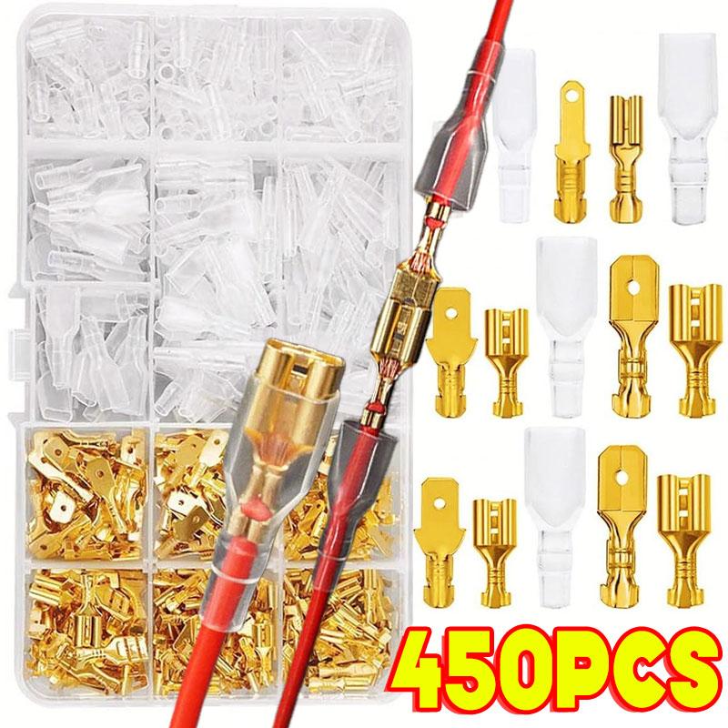 Cold Pressed 450Pcs 2.8/4.8/6.3mm Insulated Male Female Wire Connector Electrical Crimp Terminals Termin Spade Assorted Kit Box