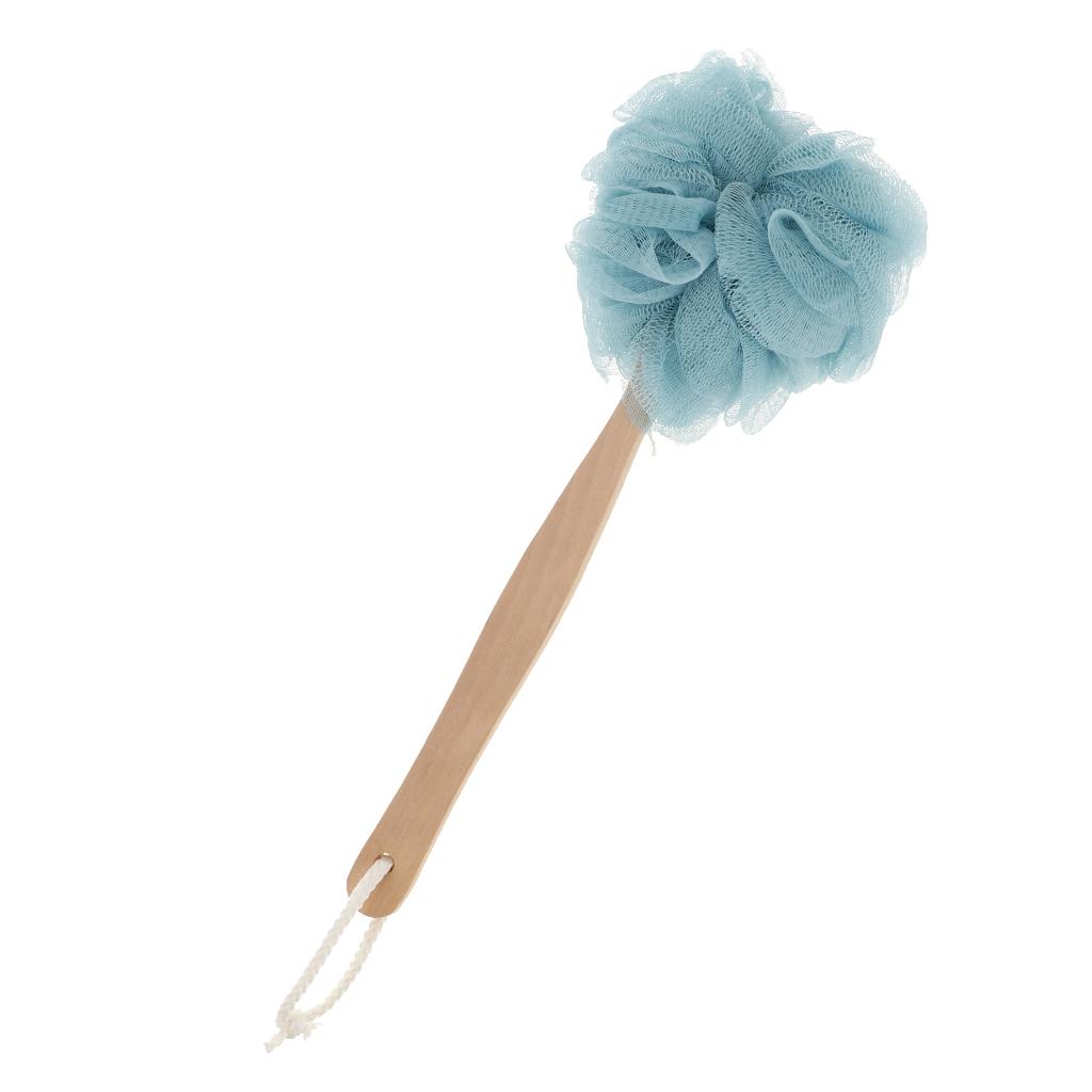 Wielofunkcyjny Puf do Mycia pod Prysznic z Długą Rączką, Siateczkowy Puf Złuszczający, Gąbka do Kąpieli, Scrubber do Pleców do Łazienki