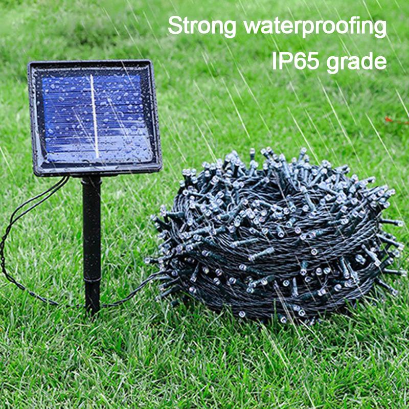 7/12/22m LED Solar Light String Outdoor Waterproof Tri-color Decorative Lamp Garden Courtyard Villa Park Atmosphere Light String
