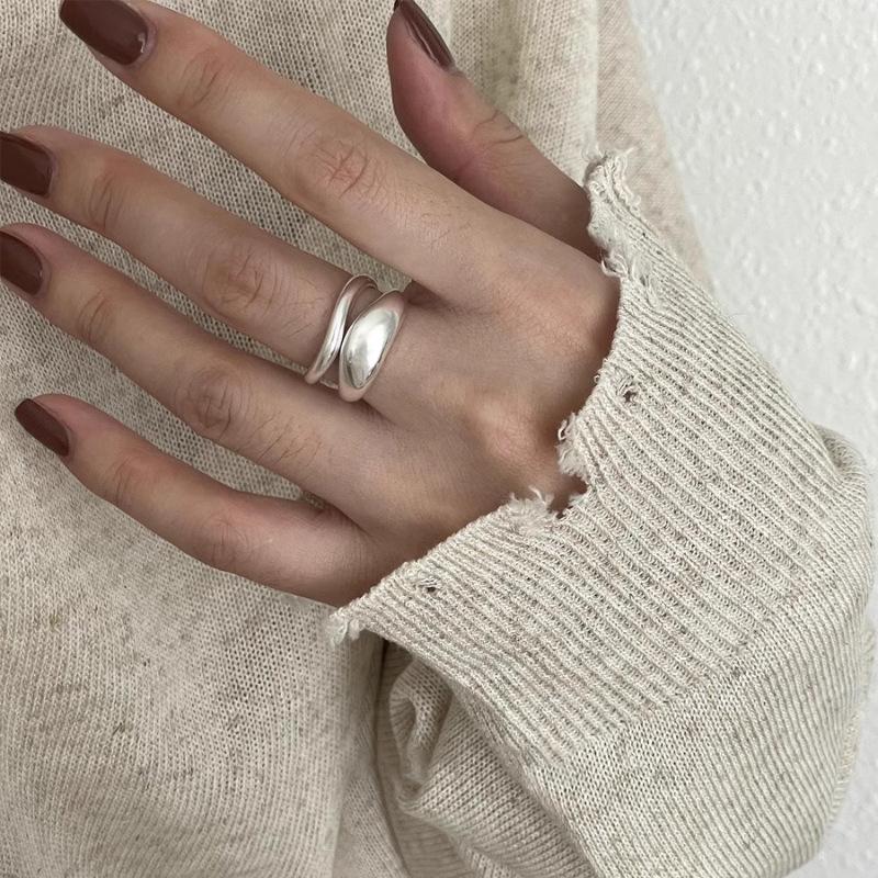 925 Sterling Silver Irregular Stackable Rings For Women Vintage Luxury Quality Jewelry Accessories Wholesale Jewellery Allergy