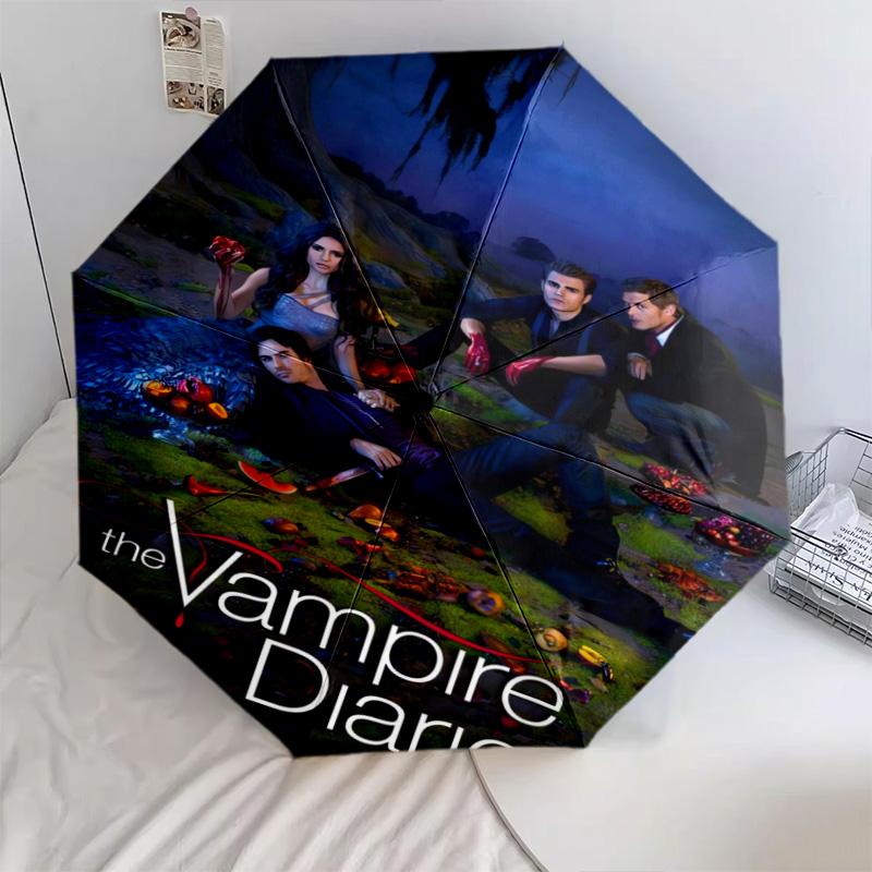 Vampire Diaries: Rainy Night Gathering Folding Umbrella Suitable for All Seasons Durable Sun Umbrella Sun Umbrella Travel