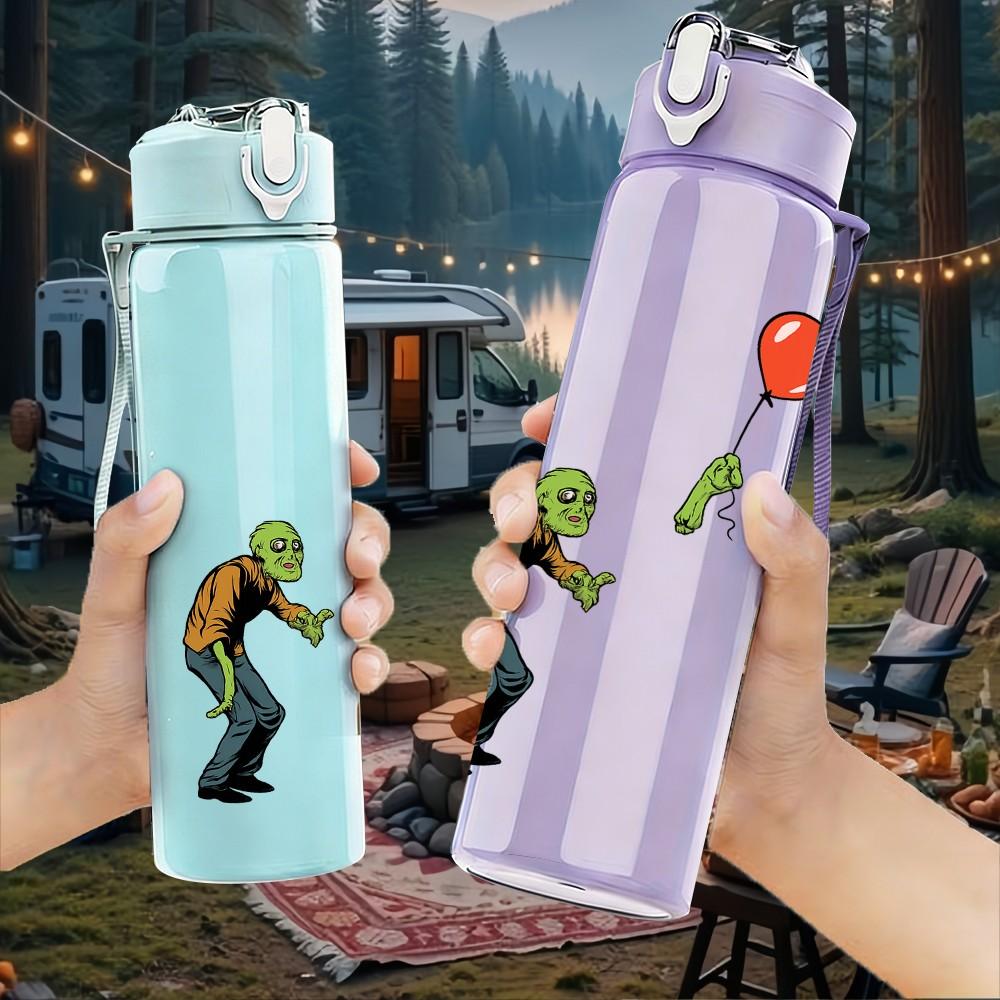 1PC Balloon Walking Frog Art 750ml Color Plastic Sports Water Bottle Leakproof Flip Straw Lid Suitable for Sports Office Home Use