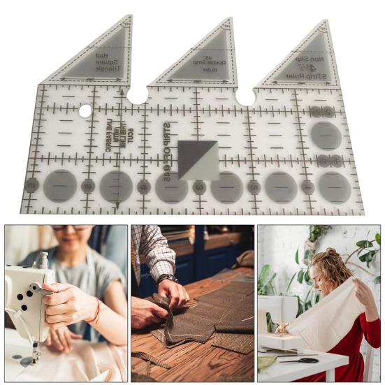 Yousheng Doppelstreifen Quiltlineal Transparentes Acryl Messwerkzeug 45-Grad-Winkel Quiltvorlage Lineal zum Nähen Häkeln Sticken