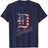 Nate Willis Detroit American Flag Old English D T-Shirt - Men's Black Small Modern Classic Letter Print Short Sleeve T-Shirt