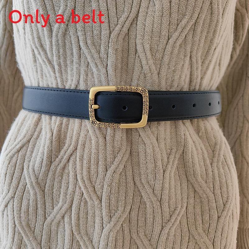 Genuine Leather Womens Cowhide Belt Alloy Buckle Fashionable Casual Decoration
