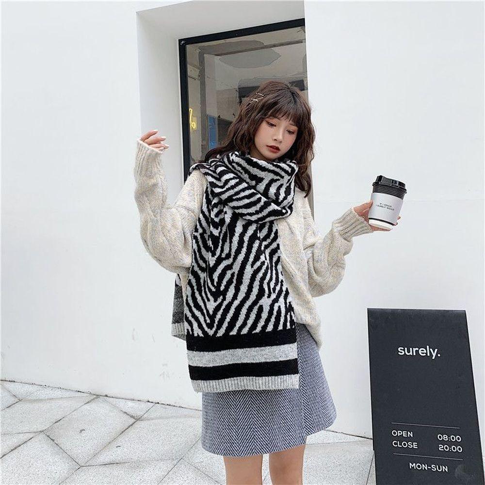 

Ветрозащитный шарф в корейском стиле, осенне-зимний платок, шарф, женский шарф, пончо, аксессуары для одежды чёрный/белый