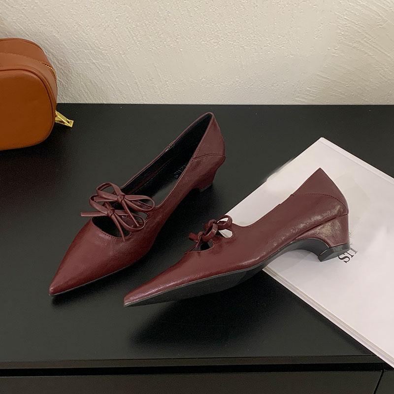 Fashion 2025 New Fashion Butterfly-Knot Ladies Low Heel Slip On Shoes Luxury Female Shallow Footwear Pointed Toe Women Heel Shoes Pumps