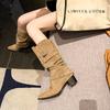 Fashion Pointed Toe Women High Boots Designer Fashion Shoes High Heels Chunky Elegant Shoes 2025 Autumn Trend Women’s Motorcycle Botas