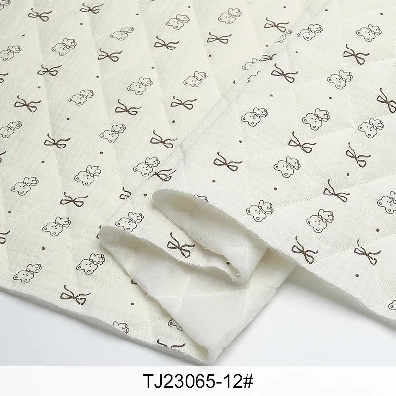 0.5m/2m Thicken Pure Cotton Double-layer Crepe Printed Quilted Cotton Fabric for Sewing Pajamas DIY Children's Clothing Fabrics