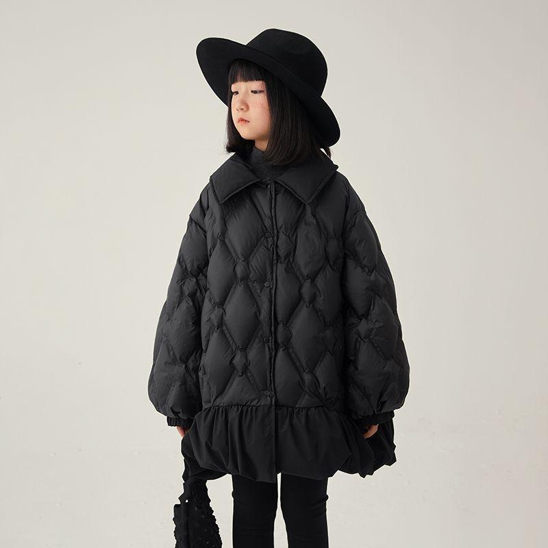 Winter Girls'  Reversible Puffer Coat Solid Color Mid-Length Quilted Jacket  Outerwear