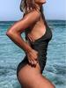 Maillot de bain une pièce pour femme - Dos nu profond, Sexy, Protection solaire, Couleur unie