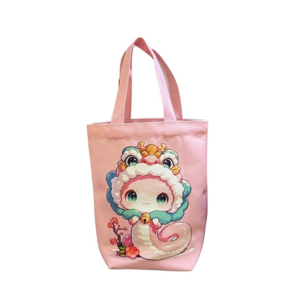 2025 Happy New Year Handbag Year of The Snake Red Tote Bag Snake Year Canvas Bag  Shopping Bag