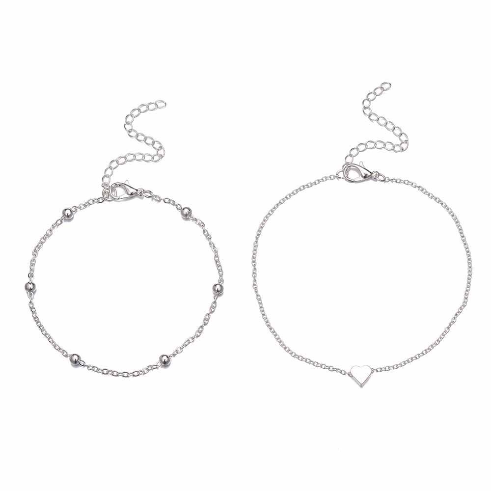 European & American Fashion Double-Layer Love Anklets for Women - Beach Holiday Style