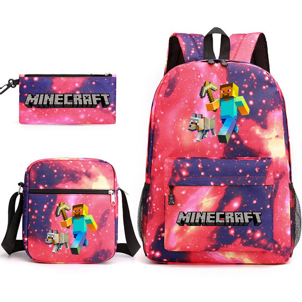 Minecraft Schooltas Game Merchandise Student Grote Capaciteit Print Drie Delige Schooltas Mannen En Vrouwen