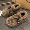 Fashion Women's Thick Flat Shoes Winter New Round Head Deep Mouth Suede Butterfly Knot Anti-slip Wear-resistant Cotton Shoes