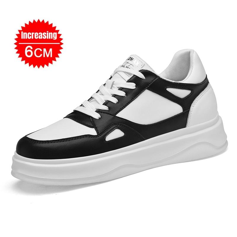 6cm 8cm 10cm Lifting Shoes Men'S Genuine Leather Platform Sneakers With Thick Sole & Hidden Height Increase Sports Casual Shoes