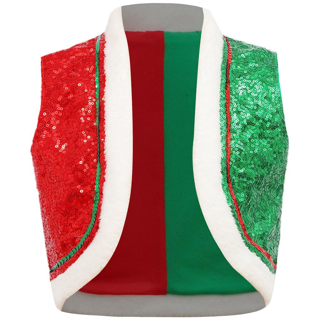Boys Girls Circus Dance Waistcoat Kids Sleeveless Santa Elf Vest for Christmas Halloween Performance