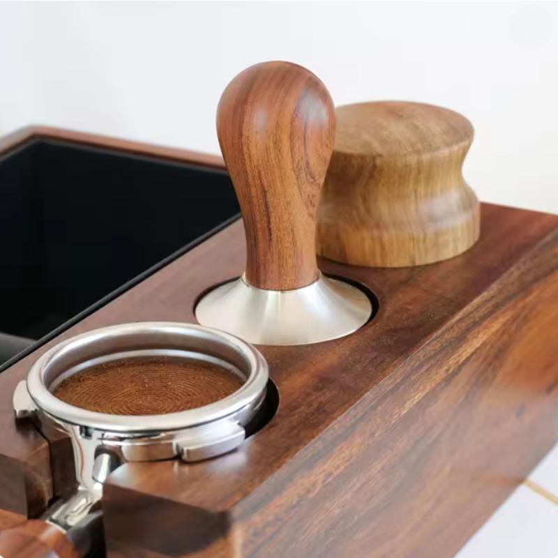 Coffee Press Powder Hammer Solid Wood Handle 304 Stainless Steel Press Powder Cloth Powder Coffee Machine Special Accessories