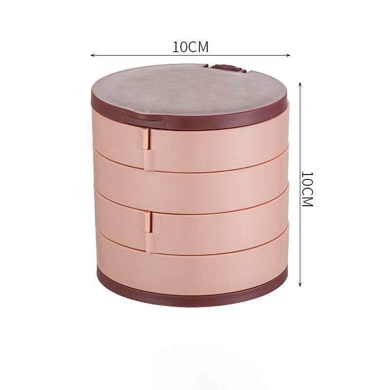 Rotating Four-layer Jewelry Box Necklace Earrings Ring Bracelet Storage Organizer Multilayer Compartment Storage Box with Mirror