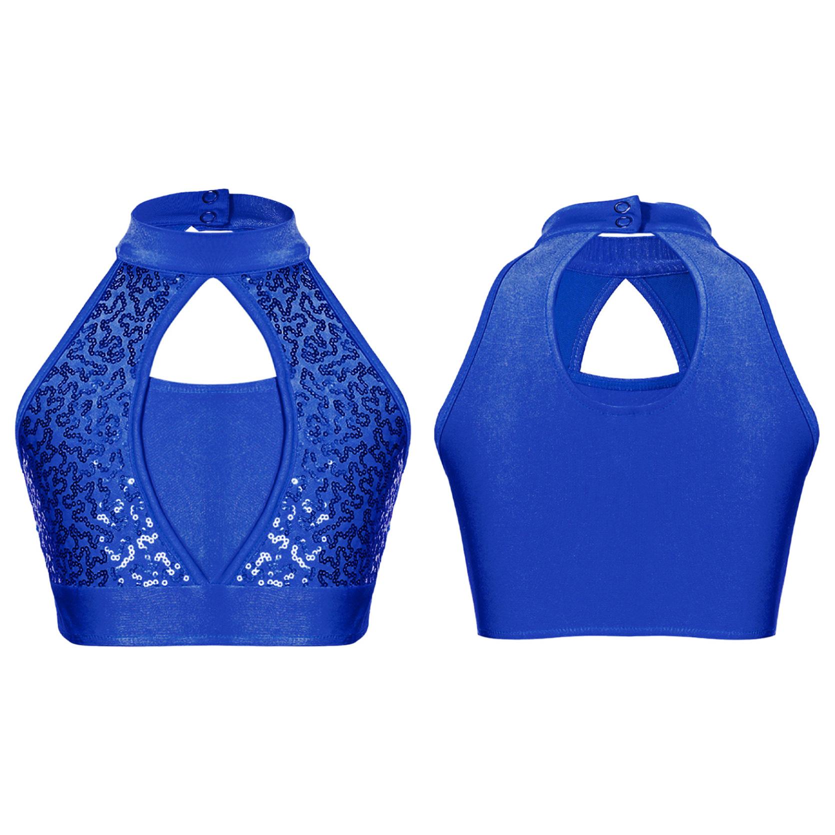 Bambini Crop Top Raglio Strass Lucidi Top Senza Maniche Per