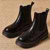 Fashion Ankle Boots for Women New Spring Autumn Thick Bottom Women's White Black Boots Casual Pu Leather Slip on Chelsea Short Botas