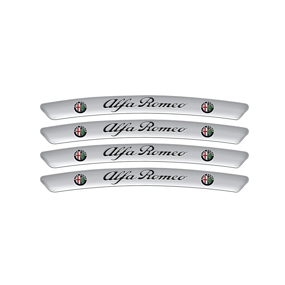 YYCE3 4pcs/set Aluminum Car Decal Sticker Wheels Rims Racing Car Stickers For Alfa Romeo 159 Giulietta Mito 147 Stelvio 156 Volante
