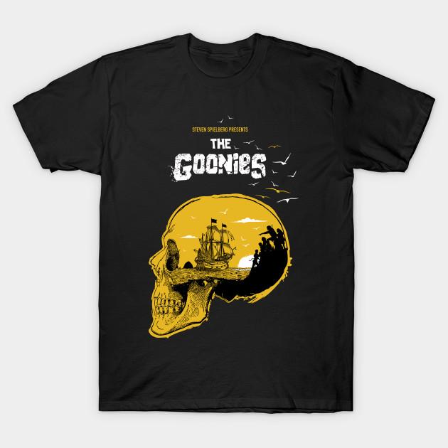 Men Black Print T-shirt Goonies Never Say Die - Hey You Guys No-Cut Transfer Paper Print Cotton Tshirt L чёрный