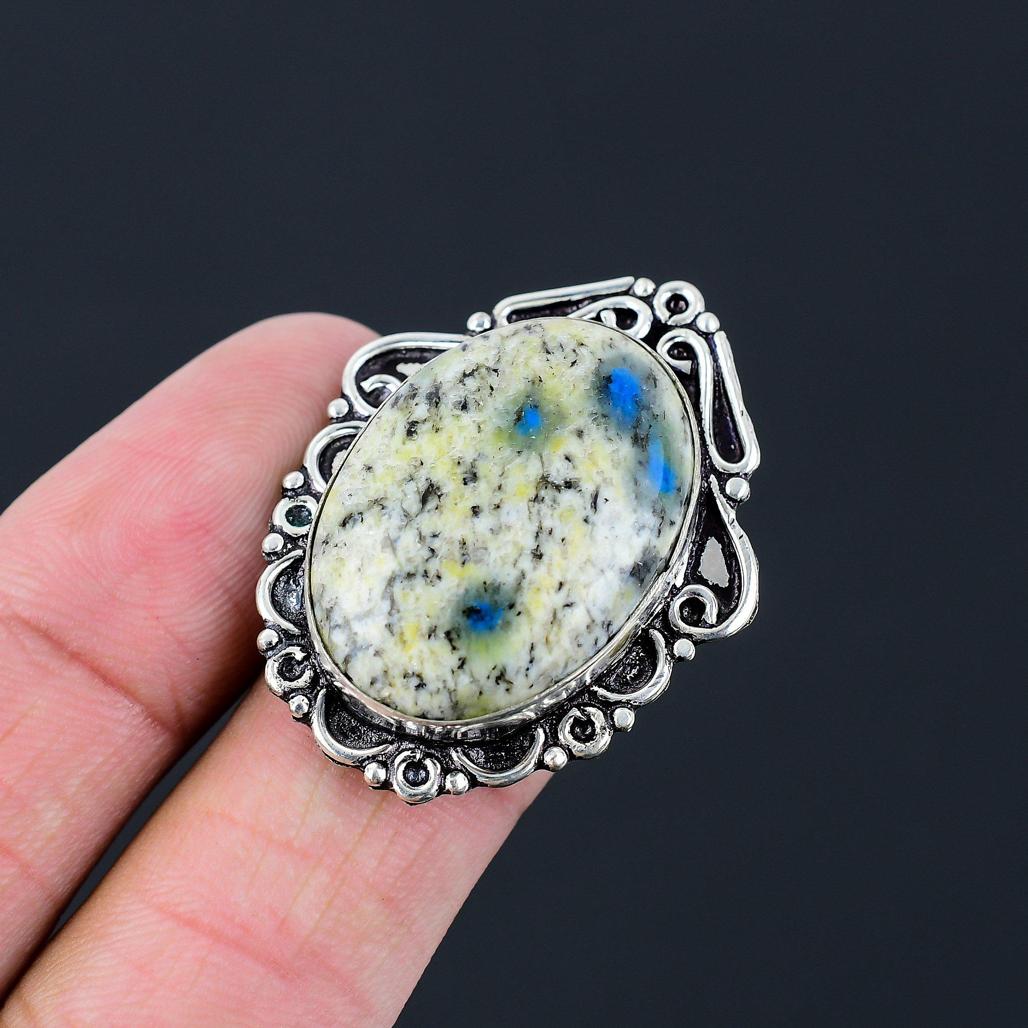 

K2 Jasper Stone 925 Silver Promise Stackable Ethnic Anniversary Ring Size 6.5 6.5