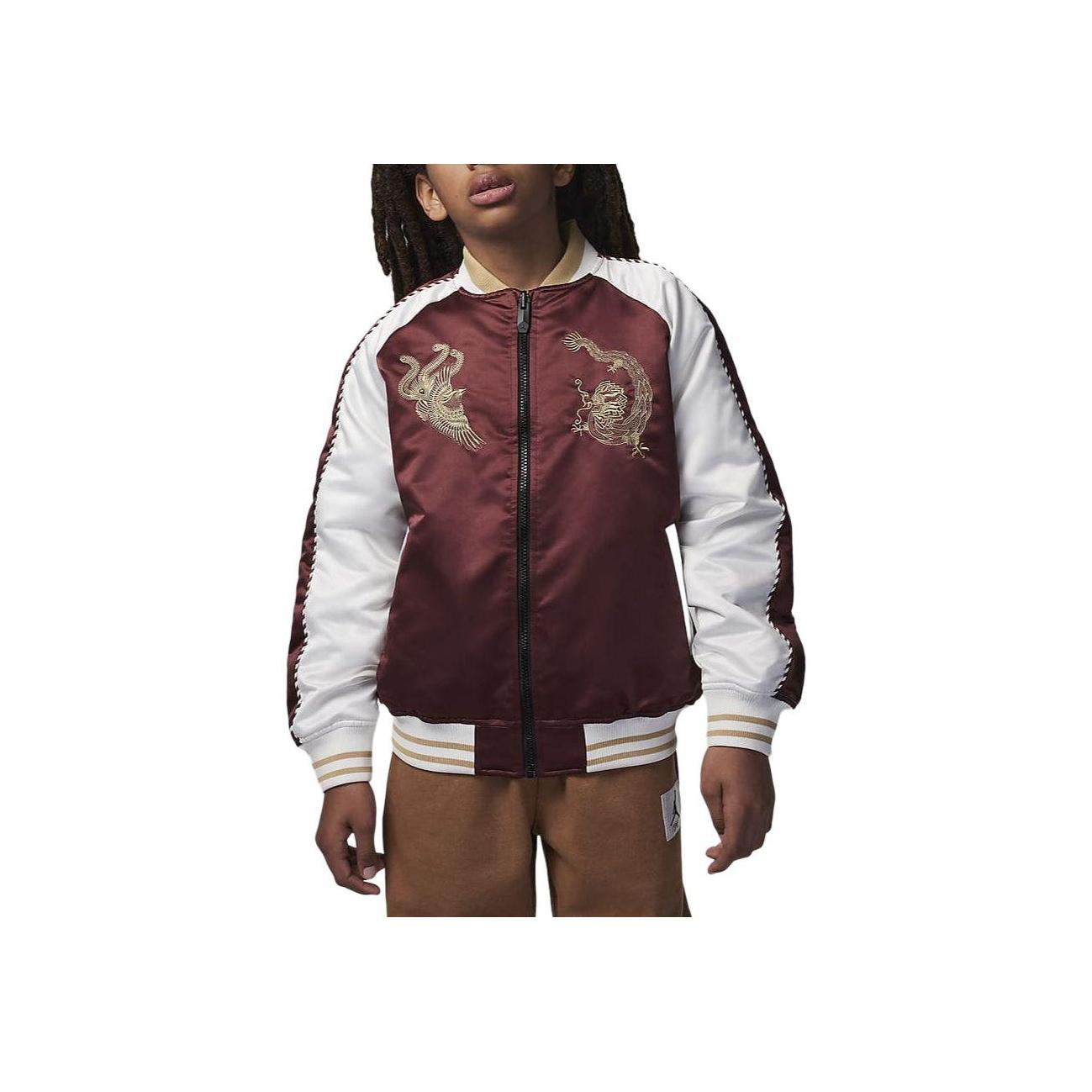 

Jordan MJ Китайский Новый год вышитый узор Двусторонняя куртка Детские куртки Темно-Командно-Красный HJ8054-619 L