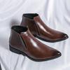 Stivali da uomo taglie forti stile coreano a metà polpaccio: Stivali Martin Formali in Pelle Autunno/Inverno a Punta, con Zip Laterale, Slip-On, Alti.