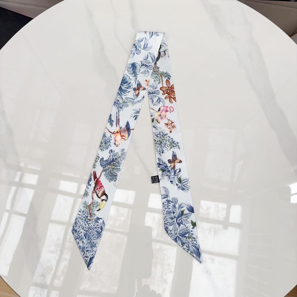 Narrow Long Silk Scarf Silk Material Neck Scarves New Luxury Hair Band Streamer Decoration 2