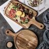 1pcs Solid Wood Steak Plate Creative Pasta Western Food Pizza Plate Simple Stone Flat Plate Japanese Cuisine Home Restaurant