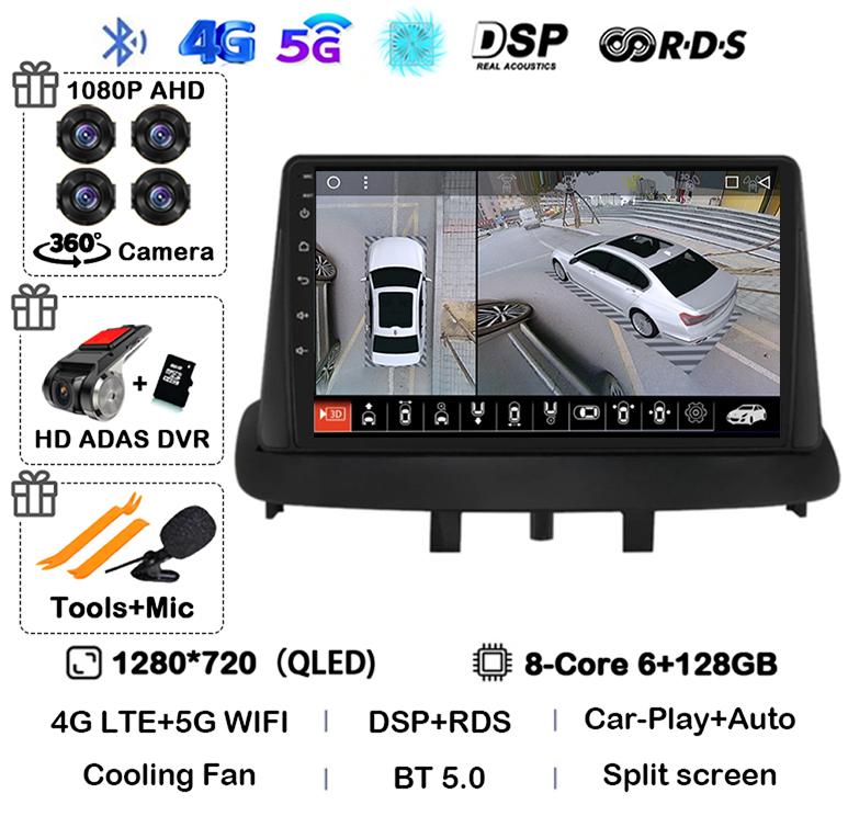 Android14 For Renault Megane 3 Fluence Samsung SM3 2008 2009 20010 - 2014 Car Radio Navigation Multimedia Player DSP BT Carplay