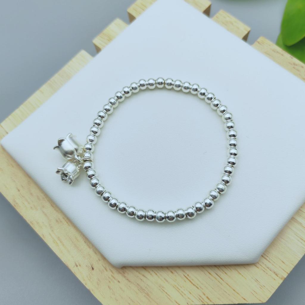 Orchid Niche Silver Bell Beaded Bracelet - Versatile, Handmade, Fashionable, Simple Design
