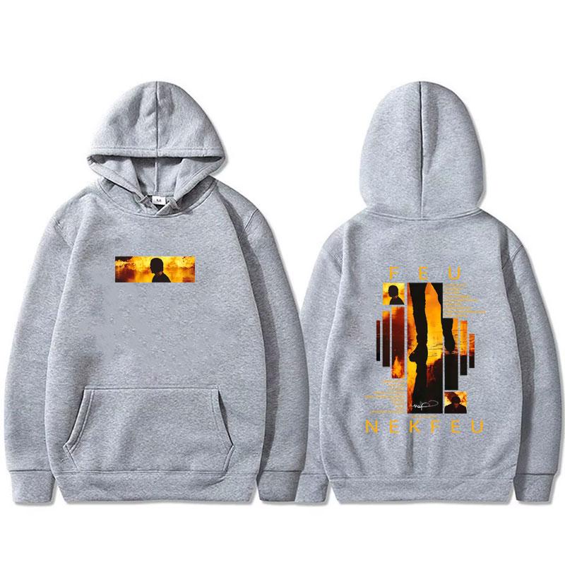 French Rapper Nekfeu Feu Graphic Hoodie Men Women Hip Hop Fashion Pop Music Pullover Man Casual Vintage Fleece Hooded Sweatshirt