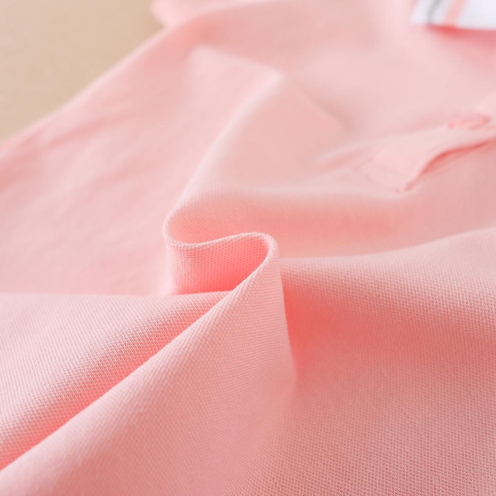 Toddler Girls 2024 New Summer Short Sleeves Kids Clothing Baby Girls' Cartoon Patched Striped Trim Polo Shirt