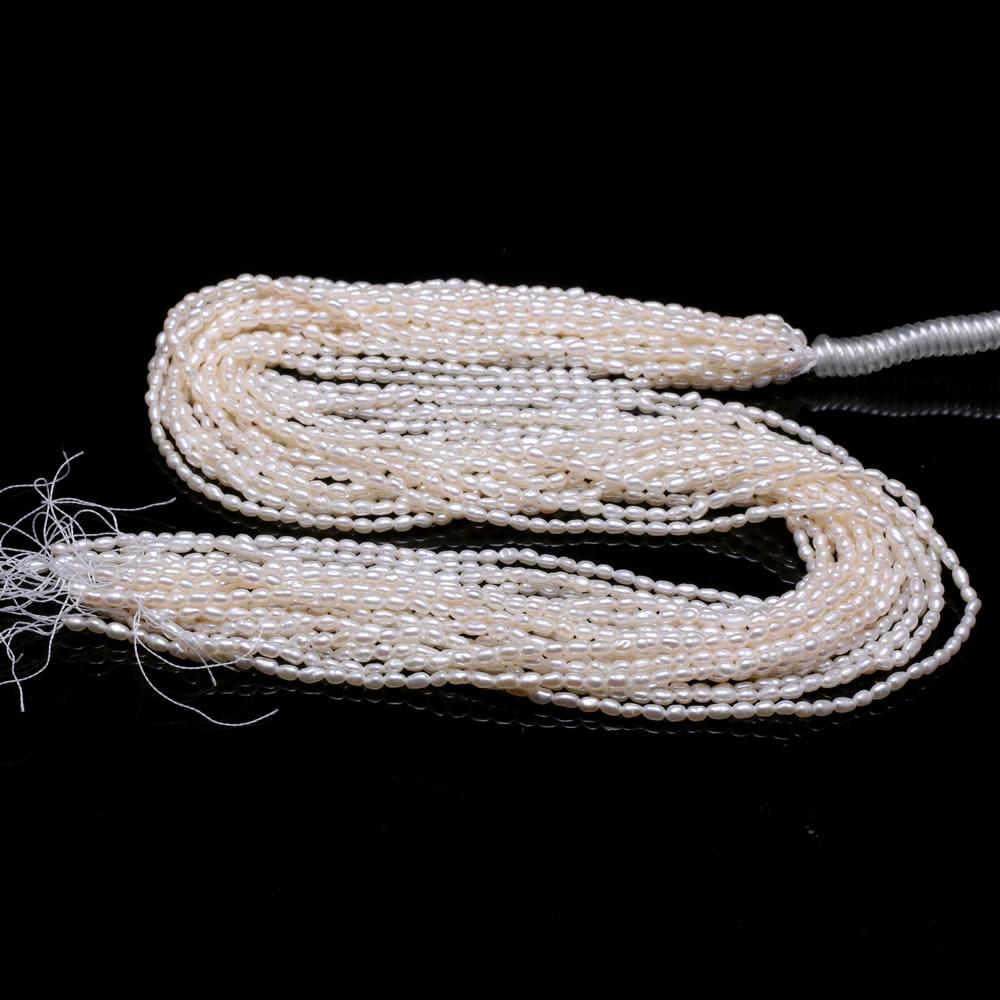 1String, 2-2.5mm White Natural Shell Mother of Pearl Beads, Handcrafted Rice Shape Loose Spacer Beads for DIY Necklace, Bracelet, Jewelry Making 36cm