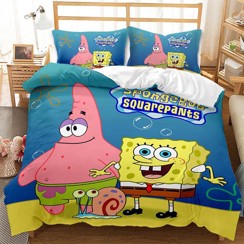 

Three-Piece Home Textile Four-Piece Cartoon Spongebob Squarepants 3D Digital Printing Quilt Cover Pillowcase Bedding 90*190