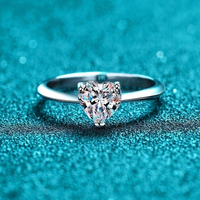 Bague Ringen Certified Heart Moissanite Engagement Rings For Women Sterling Silver Diamond Wedding Band Bridal Sets Promise Ring Dating Gift
