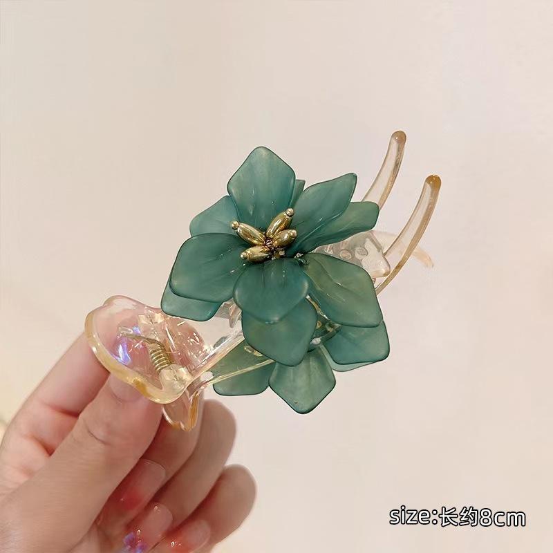 Acrylic Jelly Flower Hair Clip for Women's Fashion Hairpin Balls Head Hair Claw Shark Clip Girls Hair Accessories