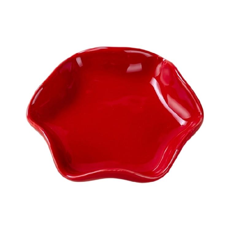 

Practical Spoon Rest Holder For Kichen Thick Ceramic With Elegant Flower Embossing And Stable Base красный