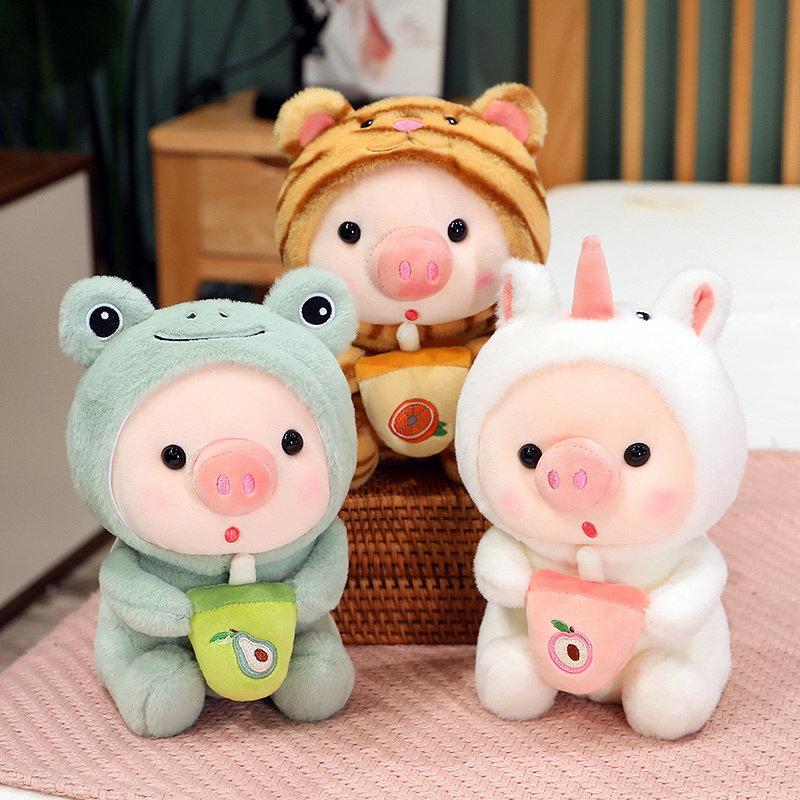 1ks 25cm Cosplay Unciorn Frog Tiger Bunny Boba Čaj Plyšák Růžové prase Plyšová hračka Holčička Plyšová panenka Baby Appease Dárek k narozeninám