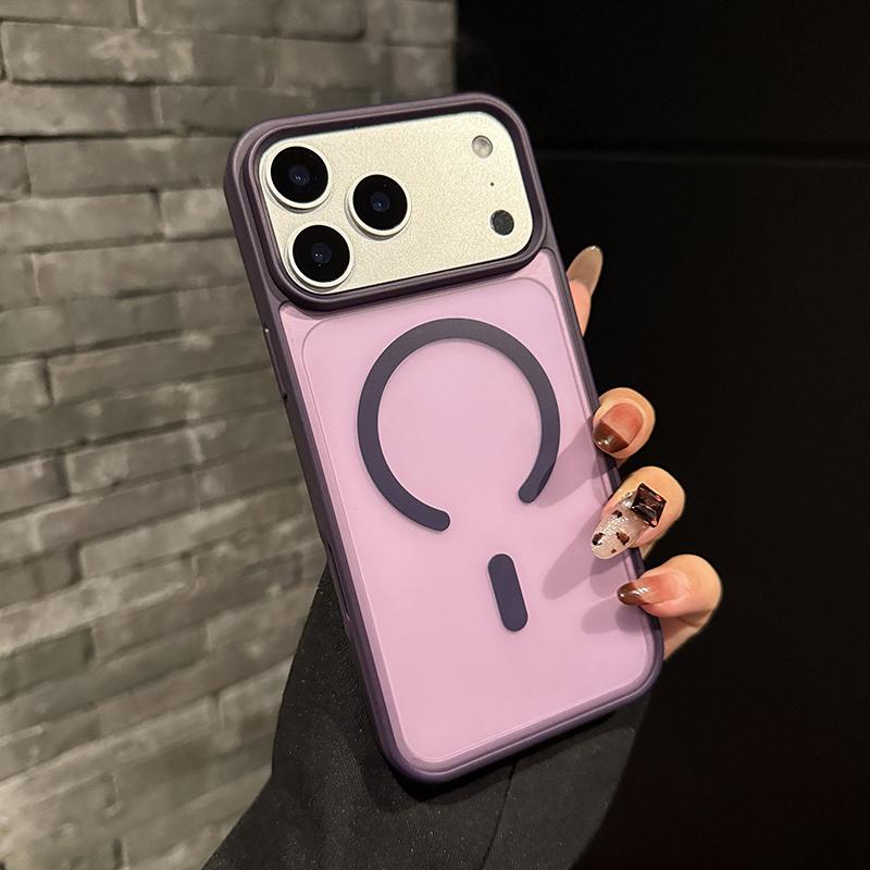 Alloy Lens Frame Matte Case for iPhone 17 16 15 14 13 12 11 Pro Max 17E Air 16E Hybrid Magnetic Charge Shockproof Hard Cover
