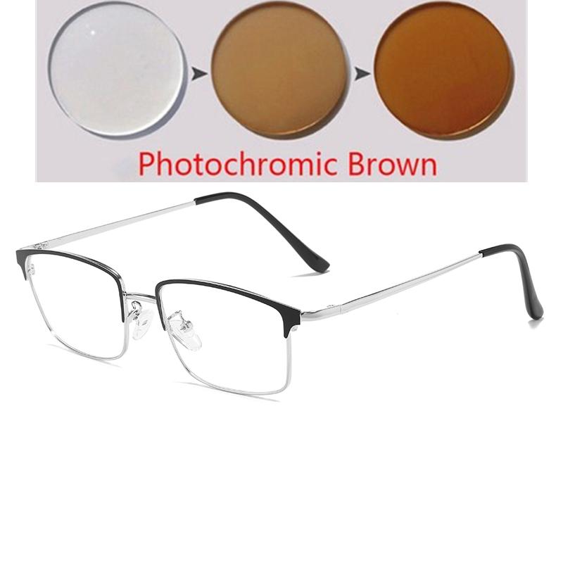 0 -0.5 -0.75 To -6.0 Blue Light Blocker Prescription Glasses For The Nearsighted Women Men Square Myopia Photochromic Spectacles