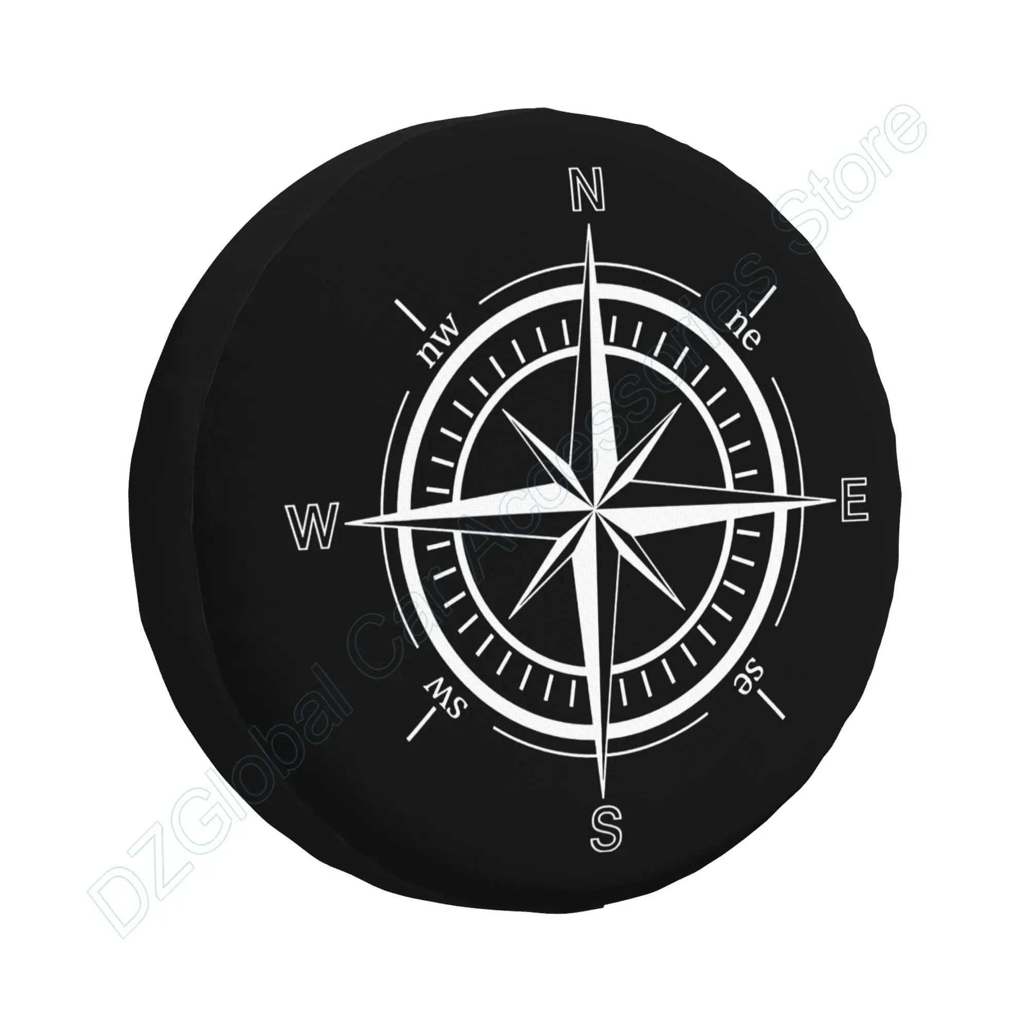 Compass Print Spare Tire Cover Weatherproof Dust-Proof Wheel Cover for Jeep Wrangler FJTrailer RV SUV Truck 14 15 16 17 Inch 15inch