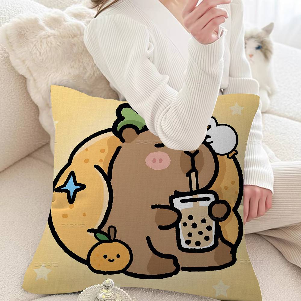 Cute Capybara Cushion Cover Pillowcase Upholstery Sofa Throw Pillow Home Decor Pillowcas
